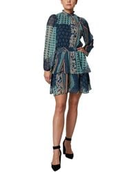 Laundry by Shelli Segal - Womens Long Sleeve High Neck Mini With Tiered Skirt Dress - Lyst