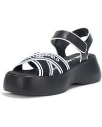 Karl Lagerfeld - Paris Meddi Strappy Platform Sandal With Logo Heeled - Lyst