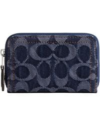 COACH - Essential Small Zip Around Card Case In Signature Denim Accessory-travelers Sleeves - Lyst