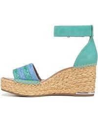 Franco Sarto - S Clemens Raffia Espadrille Wedge Sandals Teal Green Woven 6m - Lyst