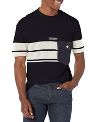 Emporio Armani - A|X ARMANI EXCHANGE Baumwoll-Piquett-Grafik T-Shirt mit Streifendetail und A|x Logopatch in der Mitte des Hemdes - Lyst
