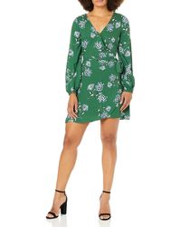 Cupcakes And Cashmere - Mystique Printed Rayon Faux Wrap Dress - Lyst
