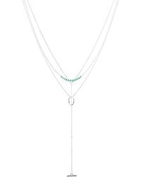 Lucky Brand Turquoise Beaded Layer Necklace,silver,one Size - Metallic