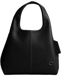 COACH - Polished Pebble Leather Lana Shoulder Bag 23 Black One Size - Lyst