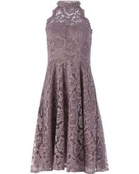 eliza j asymmetrical lace fit & flare dress