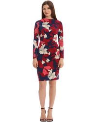 Maggy London - Long Sleeve Side Neck Drape Midi Dress - Lyst
