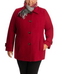 London Fog Petite Single Breasted Wool Blend Coat With Scarf in