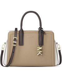 MICHAEL Michael Kors - Mk Laila Small Color-Block Pebbled Leather Satchel - Lyst