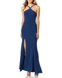 Dress the Population - Womens Brianna Halter Mermaid Fitted Long Gown Maxi Dress - Lyst