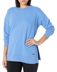 Marc New York Cozy Fleece L/s Vented Pullover With Rib - Blue