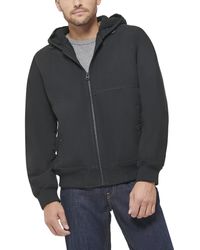 Hollister Hooded Denim Jacket With Gray Sweat Sleeves And Hood In Mid Wash  in Blue for Men