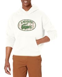 Lacoste - Loose Fit Branded Monogram Hooded Sweatshirt - Lyst