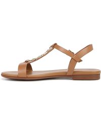 Naturalizer - S Teach Chain-link Detail Flat Sandal Saddle Tan Leather 9.5 W - Lyst