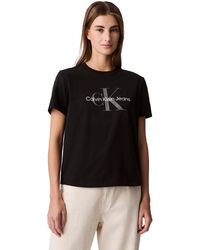 Calvin Klein - Monogram Logo Crewneck T-shirt Black - Lyst
