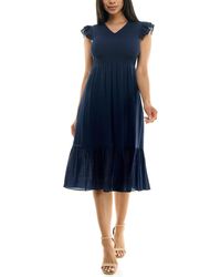 Nanette Lepore - Carribean Texture Dress With Smock Chest And Flutter Sleeve - Lyst