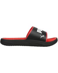 PUMA - Softride Massage Slide Sandal Black White-high Risk Red - Lyst