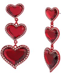 Betsey Johnson - Jewelry Love Spell Heart Linear Earrings - Lyst