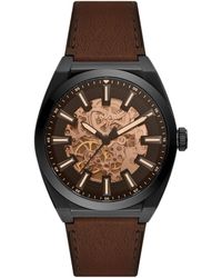 Fossil - Everett Automatic Stainless Steel And Eco Leather Three-hand Watch - Lyst