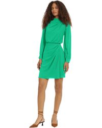 Donna Morgan - High Asymmetric Neck Long Sleeve Mini Dress - Lyst