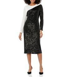 Anne Klein - S Color Blocked Fitted Sequin Mesh Midi Dress - Lyst
