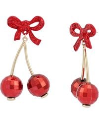 Betsey Johnson - Jewelry Love Spell Bow Cherry Drop Earrings - Lyst
