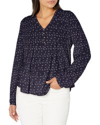 Lucky Brand - Pleated V-neck Knit Top - Lyst
