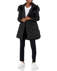 French Connection Womens 3/4 Faux Shearling Coat 