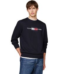 Tommy Hilfiger - Medium Weight Crewneck with Embroidered Flag Logo Sweatshirt - Lyst