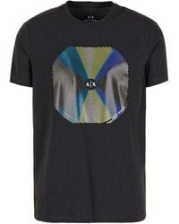 Armani Exchange - Slim-fit T-shirt In Stretch Jersey With Abstract Print - Lyst