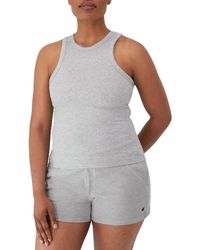 Champion - , Ribbed High Neck Tank, Fitted Sleeveless Top For , Oxford Gray, Medium - Lyst