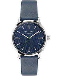 Ted Baker - Cosmop Blue Eco Genuine Leather Strap Watch - Lyst