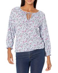 Lucky Brand - Womens Long Sleeve V-neck Printed Peasant Top Blouse - Lyst