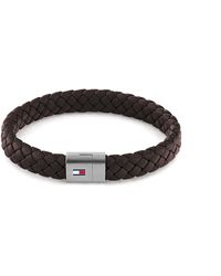 Tommy Hilfiger Jewelry Round Braided Leather Bracelet Color: Brown