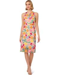 Adrianna Papell - Embroidered Column Midi Dress (/ ) Dress - Lyst