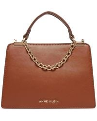 Anne Klein - Mini Convertible Snake Trimmed Satchel With Swag Chain - Lyst