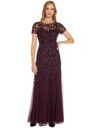Adrianna Papell - Floral Beaded Godet Gown - Lyst
