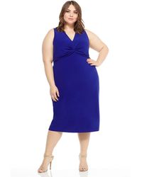 Maggy London - Plus Size Solid Knot Front Midi Sheath - Lyst