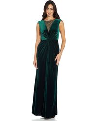 Adrianna Papell - Beaded Velvet Mermaid Gown - Lyst