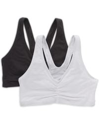 Hanes - Women's Stretch Cotton Low Imact Sports Bras - 2 Pack, White/black, Large - Lyst