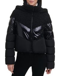 DKNY - Mix Media Puffer Jacket - Lyst