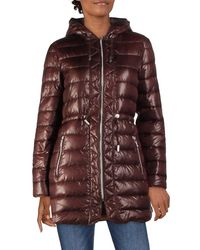 kenneth cole women's packable puffer coat with cinch waist
