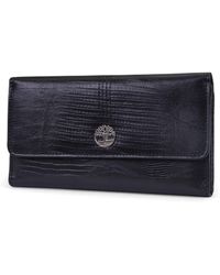 Timberland Leather Rfid Flap Wallet Clutch Organizer - Black