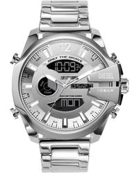 DIESEL - 51mm Mega Chief Ana-digi Silver Stainless Steel Bracelet Watch - Lyst