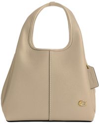 COACH - Polished Pebble Leather Lana Shoulder Bag 23 Ivory One Size - Lyst