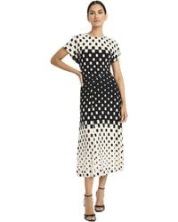 Maggy London - High Neckline Short Sleeve Midi Keyhole Back-gradient Square Pattern-cocktail Party Wedding Guest Dress - Lyst