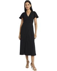 Maggy London - Plus Size Elegant Midi Flutter Sleeves-v-neck A-line Silhouette-versatile Cocktail Dress - Lyst