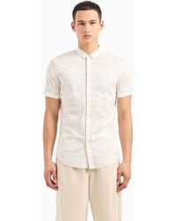 Emporio Armani - A | X Armani Exchange Short Sleeve All-over Logo Button Down Shirt. Slim Fit - Lyst