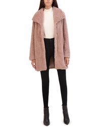 Kenneth Cole - Cozy Lightweight Textured Faux Fur Coat With Envelope Collar - Lyst