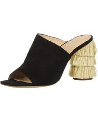 pour la victoire hettie tiered fringe tassel heel mule