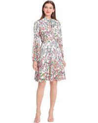 Maggy London - Long Sleeve Dress With Mock Neck With Tie - Lyst